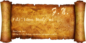 Földes Noémi névjegykártya